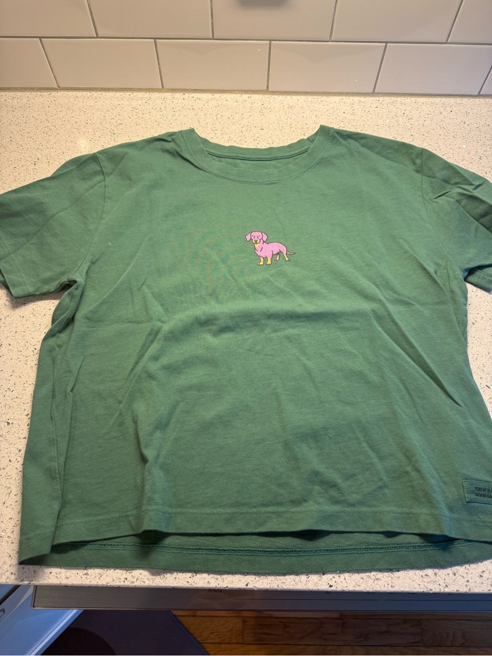Life Is Good Women’s Green Short-Sleeve Tee with Pink Dachshund